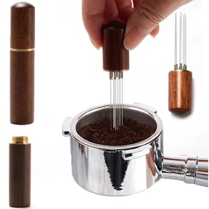 Agitatore Caffè Espresso WDT Utensile 8 Aghi 0,4mm Distributore Aghi Manomissione Legno - Foto 1 di 14