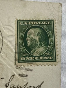 BEN FRANKLIN JAHRGANG 1908 ONE CENT BRIEFMARKE - GEBRAUCHT - Bild 1 von 1