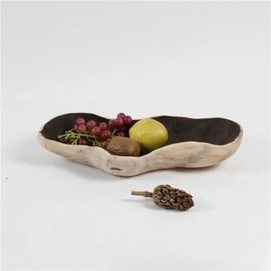 Vintage handgefertigtes dekoratives Tablett aus gebranntem Kiefernholz, rustikale Naturholzschale - Bild 1 von 6