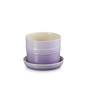 LE CREUSET Bluebell Provence lila Kräuter Blumen Übertopf 14 cm mit Tablett Stein NEU - Bild 1 von 3