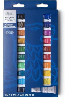 Winsor & Newton Cotman Watercolor Paint Set, 20 Colors, 5ml (0.17-oz) Tubes NEW! - Image 1 of 4