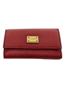 DOLCE&GABBANA Key Case Leather RED Women's - Picture 1 of 6
