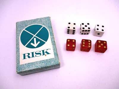 1968 Risk Game Replacement Parts Pieces 44 Playing Cards 6 Dice (3 red 3 white) - Image 1 of 4