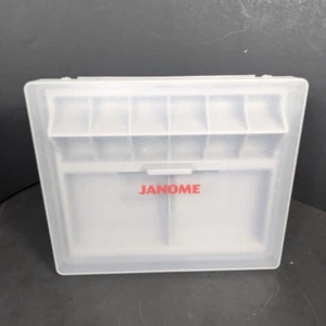 Janome Sewing Foot Hard Plastic Accessory Box w/ Lift Out Tray - Clear/Grey - Picture 1 of 16