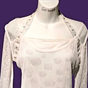 ANAC By Kimi Y2K Mesh Sheer Net Fitted Top 90s Y2K Goth Emo Punk tee top sz L 3B - Picture 1 of 13