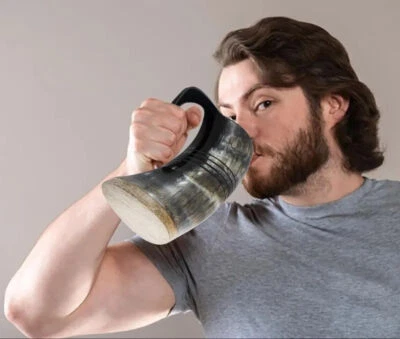 Taza de cerveza cuerno para beber jarra vikinga de 16 oz vintage medieval ale hidromiel decoración regalo Foto 1 de 4