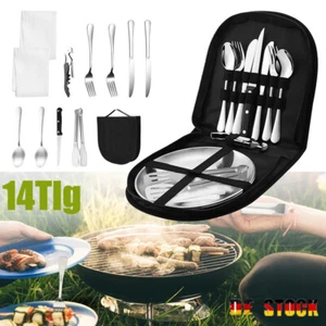 Campingbesteck Set 14pcs Edelstahl Besteckset Outdoor Reisebesteck Essbeste DHL - Bild 1 von 17