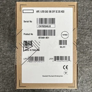 872481-B21 for HPE 1.8TB SAS 12G 10K SFF 2.5 DS HD 872738-001 Factory Sealed - Afbeelding 1 van 6
