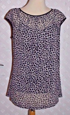 BLUSA DE GASA YANCI FUGEL Estampado de Guijarro con NEGRO DEBAJO DEL TANQUE Nueva TALLA PEQUEÑA Foto 1 de 4