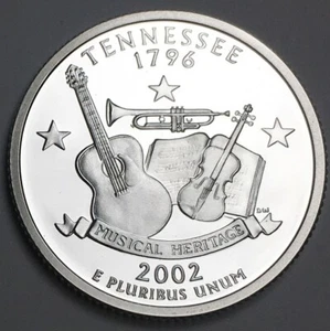 2002-S Tennessee Silver Proof State Quarter 90% Silver (UNC) KM#331a - SQ16SS - Picture 1 of 3