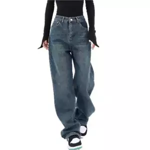 Womens Denim Pants High Waist Jeans for Women Straight Leg and Loose Fit Denim T - Picture 1 of 11