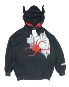 NWT Aelfric Eden Spider Horn Hood Sz Extra Large Full Zip Hoodie Black - Picture 1 of 4