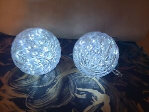 2 North light 6" Clear LED Hanging Crystal Sphere Outdoor Christmas Decorations