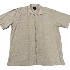 Saddlebred Mens Linen Button Down Shirt Big & Tell 3XLT Beige - Picture 1 of 10