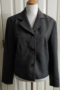 Amanda Smith 100% Pure Wool Gray Women's Lined Jacket Size 14 - Picture 1 of 6