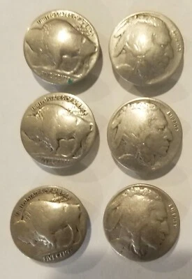 6 INDIAN Head Buffalo Nickel Button Covers - Image 1 of 3