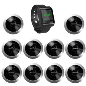 SINGCALL Wireless Restaurant Calling Waiter System 1 Watch, 10 Pagers for Hotel - Picture 1 of 11