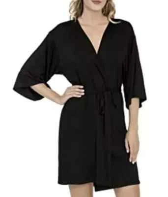 Bata con cinturón Secret Treasures manga codo negra suave elástica tejida L-XL NUEVA CON ETIQUETAS Foto 1 de 4