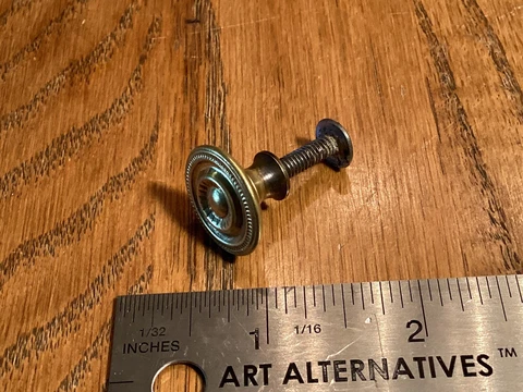 Vintage Howard Miller Ridgeway Grandfather Clock Brass Cabinet Door Knob 3/4” d Cover