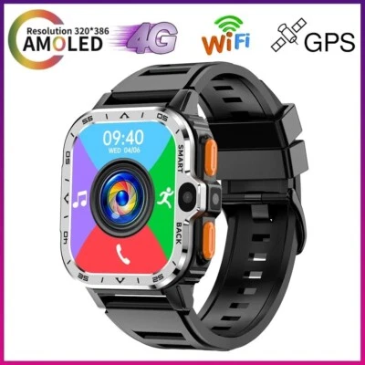 Larger Screen 4G Smart Watch PGD 2GB+16GB Heart Rate Monitor Dual Camera Silver - Image 1 of 3