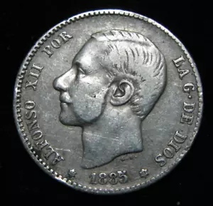 ZALDI2010 - ALFONSO XII , 1 PESETA DE 1885 ESTRELLAS 18 - 85 . PLATA - Imagen 1 de 3