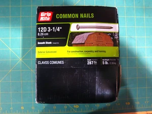 Grip-Rite 3-1/4-in 9-Gauge Hot-dipped Galvanized Smooth Shank Common Nails 5 LBS - Picture 1 of 3