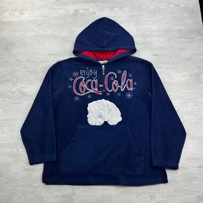Sudadera De Colección Años 90 Coca Cola Oso Polar Talla XL Azul Marino Polar Cremallera Sudadera con Capucha Foto 1 de 4