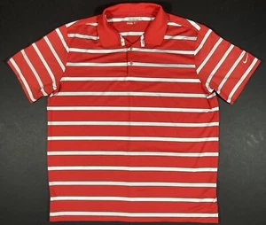 Nike Golf Dri-Fit Mens Red White Stripes Stretchy Polo Shirt Outdoor Sports XL - Picture 1 of 12