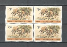 T5619 - TANZANIA 1980 - QUARTINA ** ANIMALI GIRAFFA - VEDI FOTO