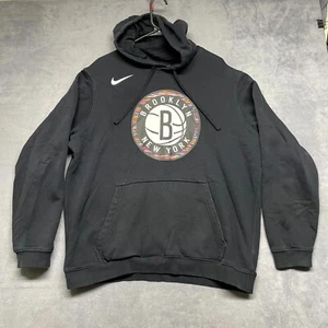 Nike Brooklyn Nets Basketball Hoodie Men's XL Black Fleece Lined Long Sleeve - Picture 1 of 8