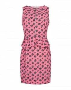 Sandro Paris Pink REVERIE Geometric Peplum Dress size 3, Best Fit Size 10 - Picture 1 of 7