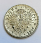Regno D' Italia  1 Lira   Aquila Sabauda   1907  Argento