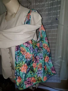 No Boundaries 25"x16x6 Lightweight Packable Tote Green Floral Beach Travel  - Picture 1 of 5