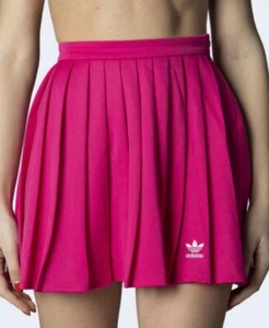 NWT ADIDAS Women’s LOGO ATHLEISURE PLEATED MINI SKIRT FUCHSIA sz XS 24” W - Picture 1 of 6
