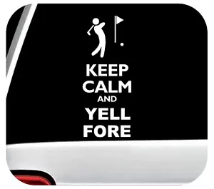 Lustiger Golfwagen-Aufkleber Keep Calm Yell Fore Driver Putter Wedge Handschuhschläger - Bild 1 von 3