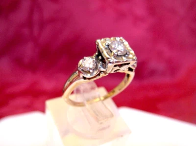 TRU BRITE 14K TWO-TONE GOLD DIAMOND ENGAGEMENT RING .45 CTW VINTAGE SIZE 7 - Image 1 of 4