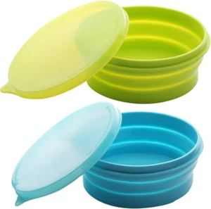Silicone Collapsible Bowls - Silicone Folding Travel Bowl with Lids - Expandable - Picture 1 of 9