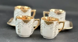 Vintage Deutsch Russisch Indien Gold Filigran Tee Kaffeetassen & Untertassen - Bild 1 von 11