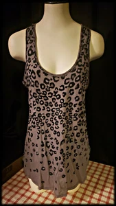 NWT Women's Rock & Republic Gray & Black Leopard Print Tank Top Size Medium  - Picture 1 of 2
