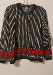Vintage French Nordique Sweater Women Medium Small Wool Blend Fair Isle Cardigan - Bild 1 von 12