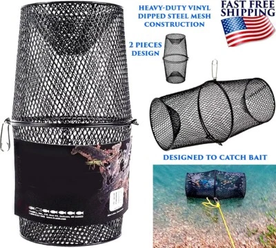 TRAMPA PARA CEBO DE PESCA SHINER MINNOW CANGREJO DE RÍO CAMARÓN JAULA DE METAL SEÑUELO RED DE CAPTURA NUEVO Foto 1 de 4