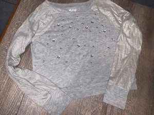 Justice sz 14 silver rhinestone sweatshirt 80’s stranger things style 10 12 ? - Picture 1 of 8