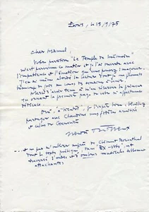 Dutilleux, Henri. (1916–2013) Two autograph letters signed to Manuel Rosenthal - Picture 1 of 2