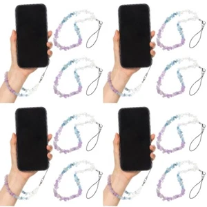 Set of 4 Handyriemen Armband Mit Perlen-Handyanhängern Naturstein -Telefongurt - Zdjęcie 1 z 12