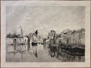 CHAUVEL THEOPHILE CANAL IN VENISE 19 century cm. 27 x 18 - Picture 1 of 1