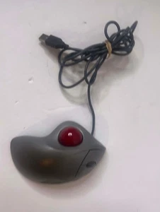 Logitech T-BB18 Trackman Wheel USB Trackball Mouse Tested Red marble - Picture 1 of 2
