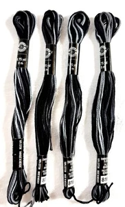 LOOPS & THREADS BLACK & GREY VARIEGATED EMBROIDERY FLOSS 8.75 YDS 4 SKEINS - Picture 1 of 2