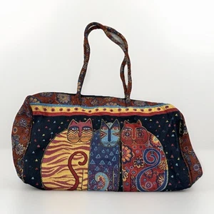 Bolso de Mano Laurel Burch Trío de Gatos Tapiz Doble Asa Bolsillos Multicolores - Imagen 1 de 17