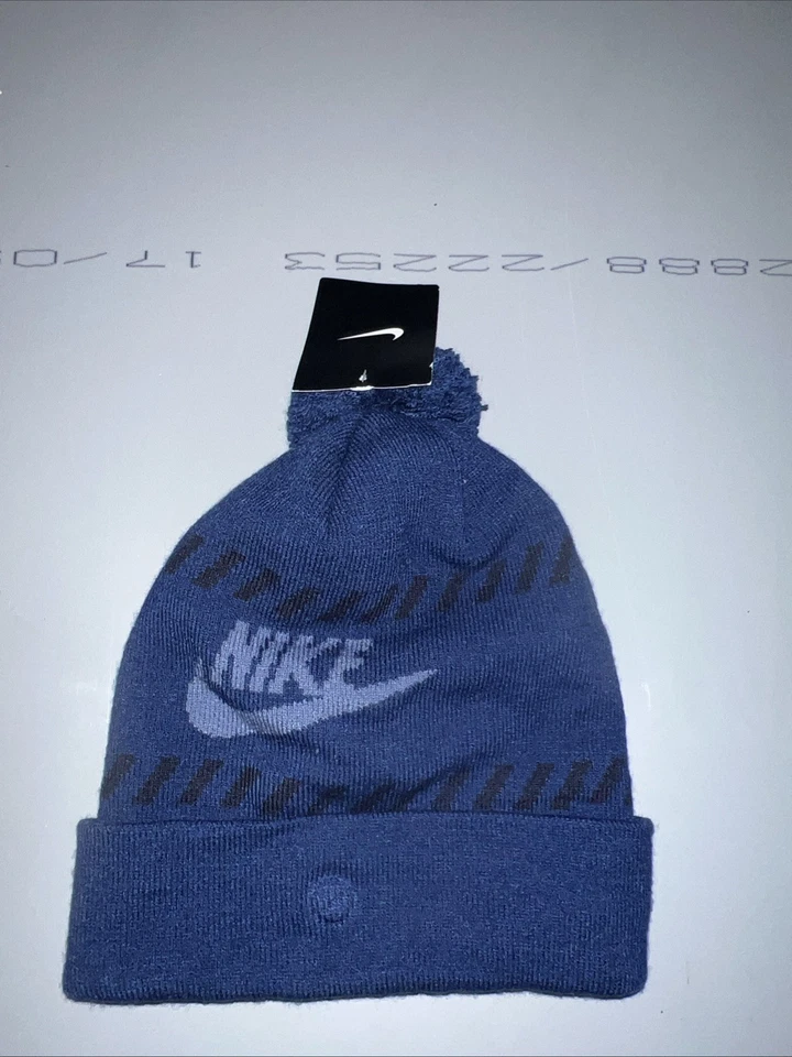 Nike Unisex Adult's Authentic Removable Pom Beanie Hat DH2412-480 Blue/White