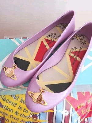 Vivienne Westwood Melissa Purple Rubber Pumps Flat Shoes USA7 Used - Image 1 of 4